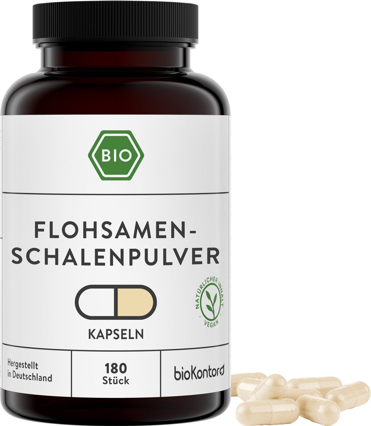 Bio Flohsamenschalen Kapseln - vegan 180 Stück