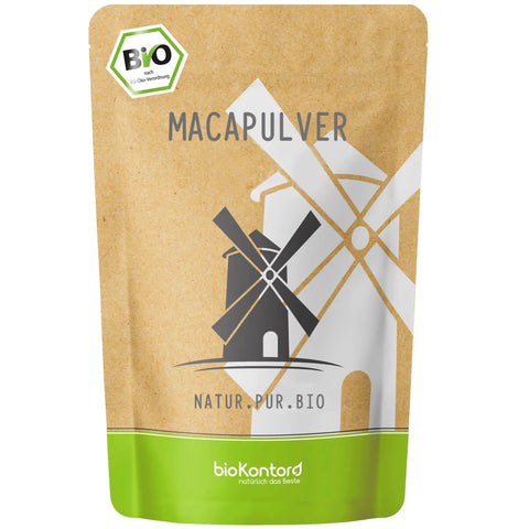 bio Maca Pulver fein gemahlen von biokontor - Produktverpackung Vorderseite