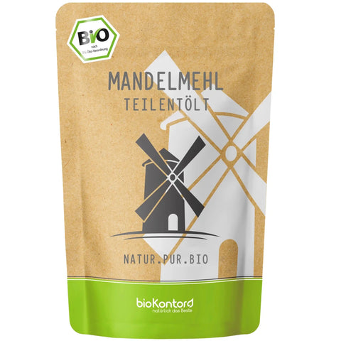 bio Mandelmehl teilentölt von bioKontor - Produktverpackung Vorderseite