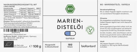 Bio Mariendistelöl Kapseln - vegan - bioKontor