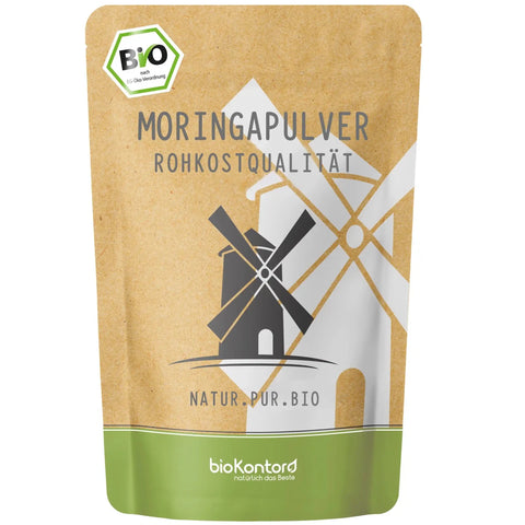 bio Moringa Pulver in Rohkostqualität von biokontor - Produktverpackung Vorderseite
