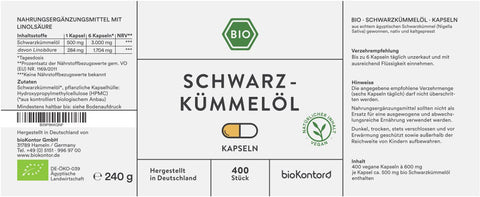 Bio Schwarzkümmelöl Kapseln - vegan - bioKontor