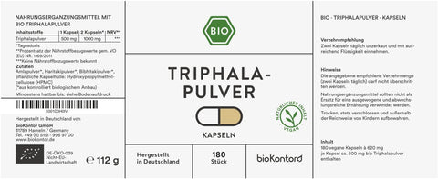 Bio Triphala Kapseln - vegan - bioKontor