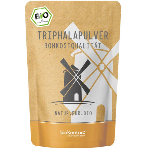 bio Triphalapulver in Rohkostqualität von biokontor - Produktverpackung Vorderseite