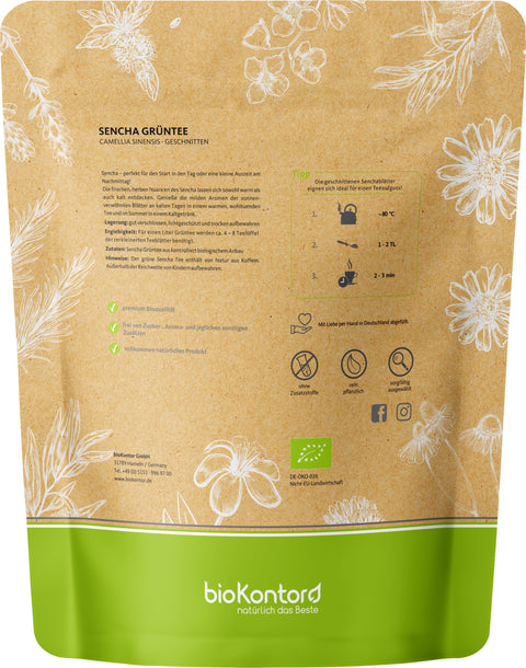 bio Sencha Grüntee von bioKontor mit  Verzehrempfehlung