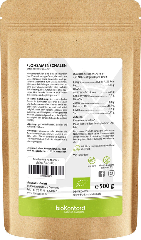 Flohsamenschalen GANZ BIO - bioKontor