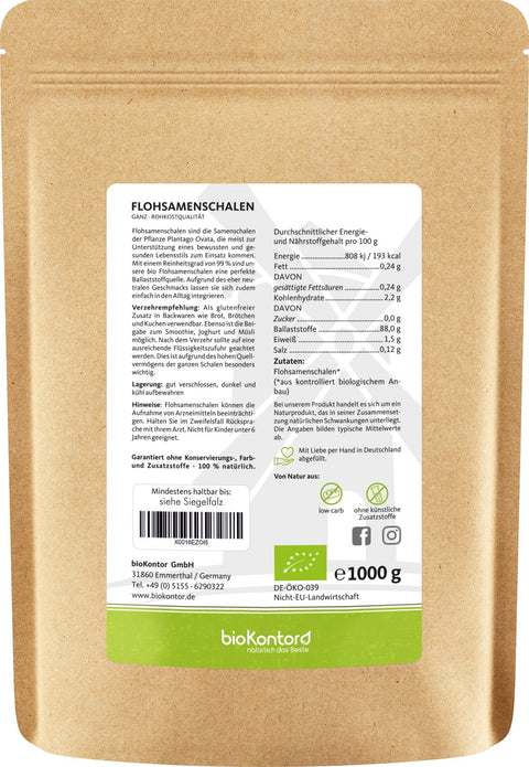 Flohsamenschalen GANZ BIO - bioKontor
