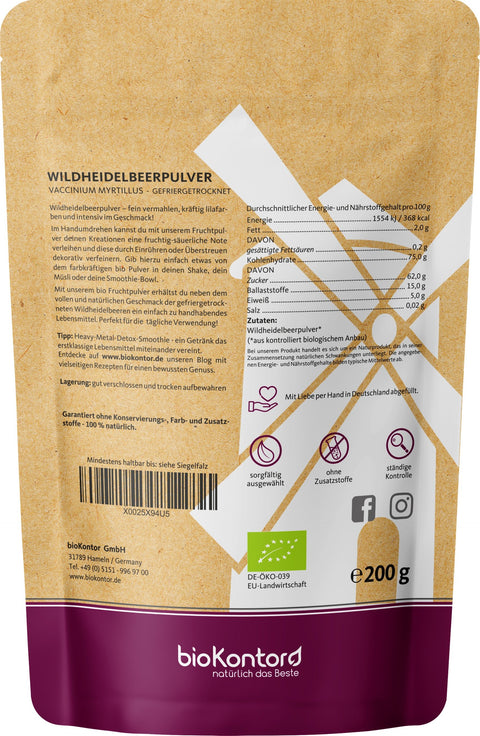 Heavy Metal Detox Smoothie Set nach Anthony William - BIO GerstengrasSAFTpulver 100 g, Wildheidelbeerpulver 200 g, Spirulinapulver 250 g, Dulseflocken 50 g - bioKontor