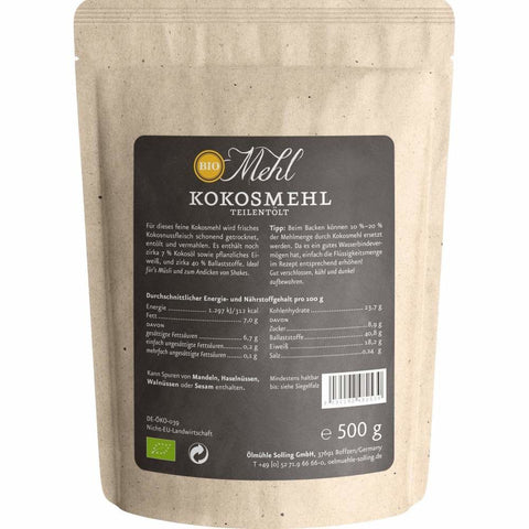 Kokosmehl teilentölt BIO 500 g