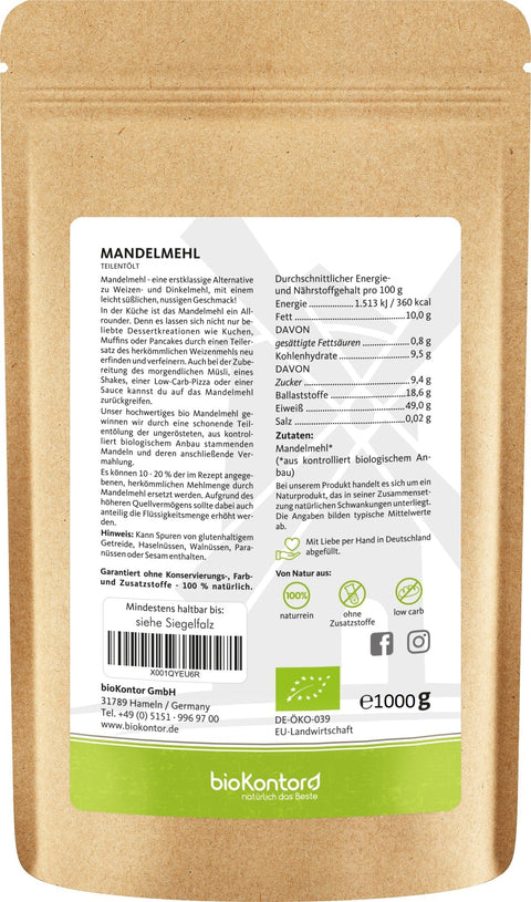 Mandelmehl teilentölt BIO - bioKontor