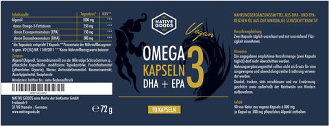 vegane Omega 3 Kapseln mit DHA und EPA 