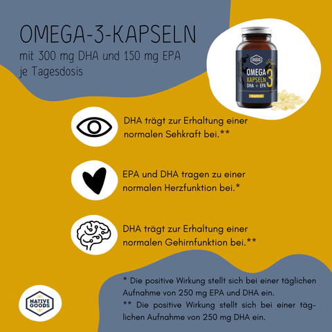 Omega 3 Kapseln mit DHA und EPA aus Algenöl - vegan - [konventionell!] - native goods - bioKontor
