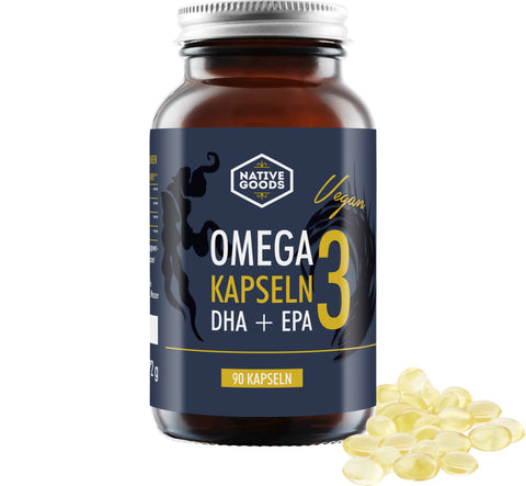 Omega 3 Kapseln mit DHA und EPA aus Algenöl - vegan - [konventionell!] - native goods - bioKontor
