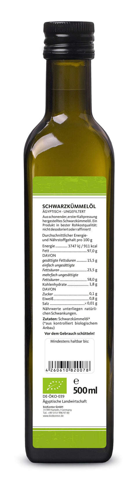 Schwarzkümmelöl ägyptisch BIO - UNGEFILTERT - bioKontor