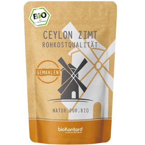 bio Ceylon Zimt gemahlen in Rohkostqualität von biokontor - Produktverpackung Vorderseite