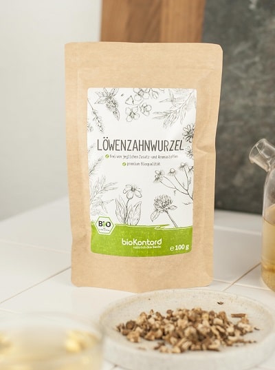 Löwenzahnwurzel bio, gertocknet und zerkleinert von bioKontor, ideal für die Teezubereitung